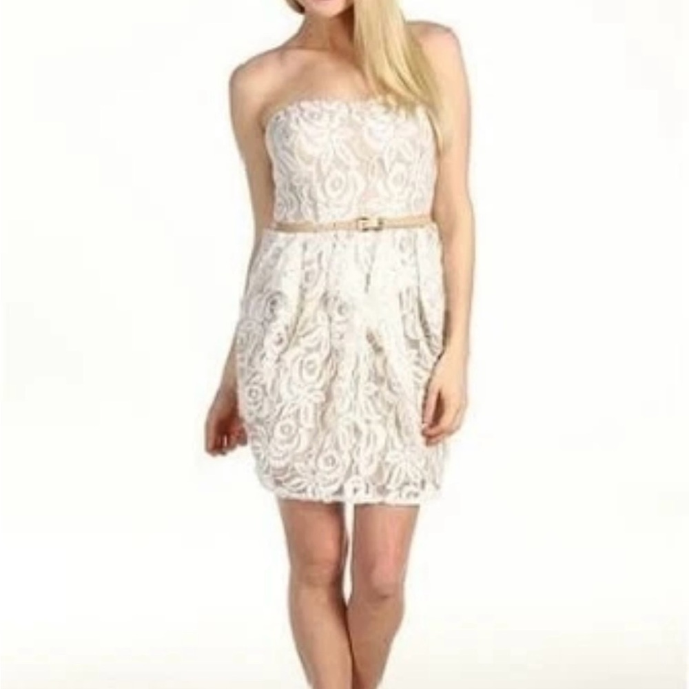 White Lace Strapless Dress